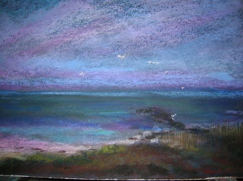 L'artiste Henri Deschuyter - Crépuscule sur les dunes