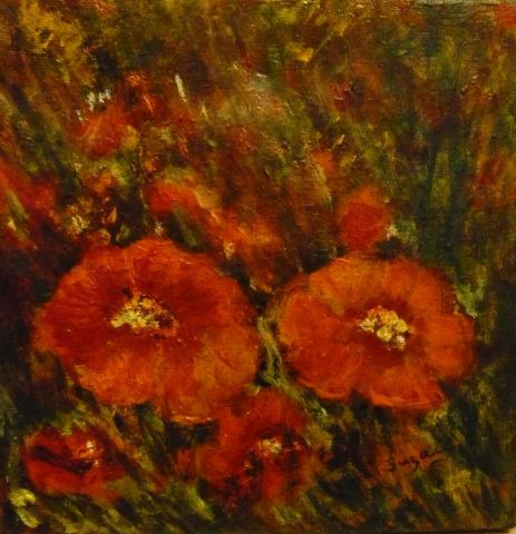 Fleurs rouges - Peinture - Suzanne ACCARIES