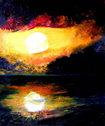 L'artiste monemaier - PEINTURE  coucher de soleil / Peinture au couteau