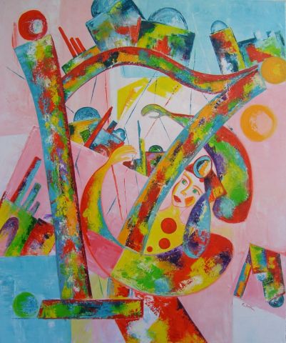 Harpiste - Peinture - Corinne Bettan