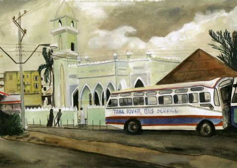 mombasa bus station - Peinture - cathy
