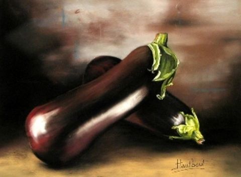 L'artiste Jacqueline HAUTBOUT - Duo d'aubergine