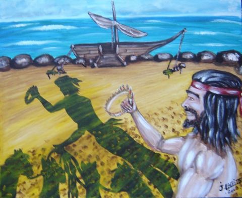 Peinture : Hercule et les juments de Diomède - LAFFITTE Jacky Peinture : Hercule et les juments de Diomède - LAFFITTE Jacky