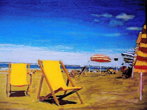 La plage - Peinture - Jacques Cauda