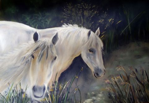 Duo en Camargue - Peinture - ghighi Duo en Camargue - Peinture - ghighi