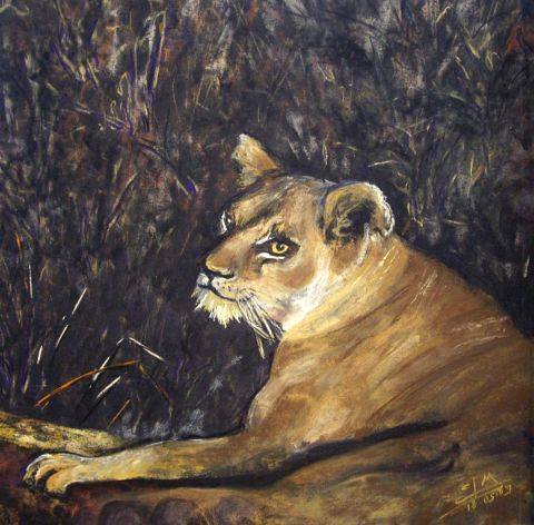 La lionne - Peinture - ghighi
