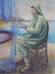 Peinture de casc art: le pêcheur