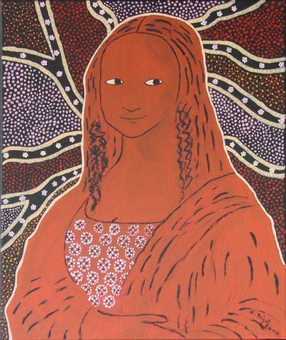 Mona lisa vu par les aborigènes - Peinture - Catherine BEGOT