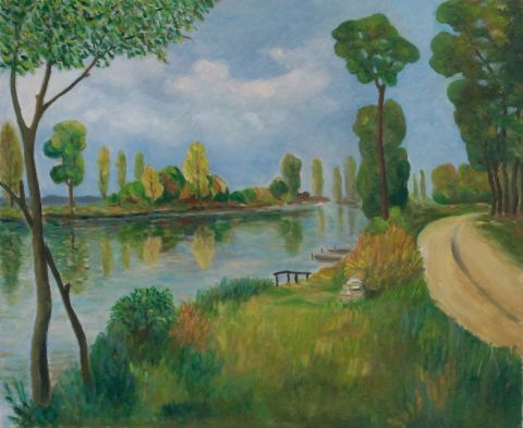 Bords de Marne à La Varenne - Peinture - Yves Mignotte