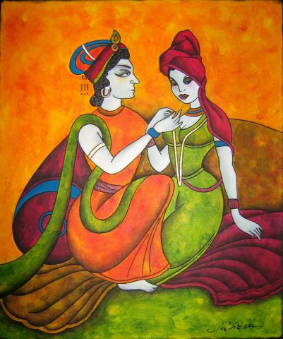 L'Amour à l'Indienne - Peinture - Ah Tatieva 