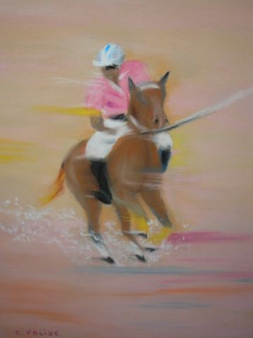 L'artiste Catherine FALIZE - Joueur de polo