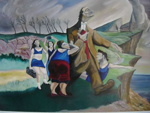 La fuite du pasteur à conféssion de femme - Peinture - michels La fuite du pasteur à conféssion de femme - Peinture - michels