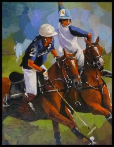 Peinture de Laurence Clerembaux: polo a deauville