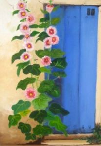 Peinture de emilie leonardi: Les roses tremieres