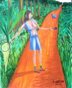 Peinture de LAFFITTE Jacky: Guyane : la chasse au morpho