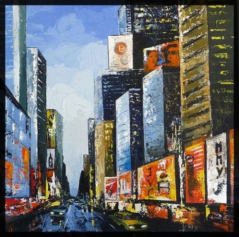 soir a new york - Peinture - Laurence Clerembaux