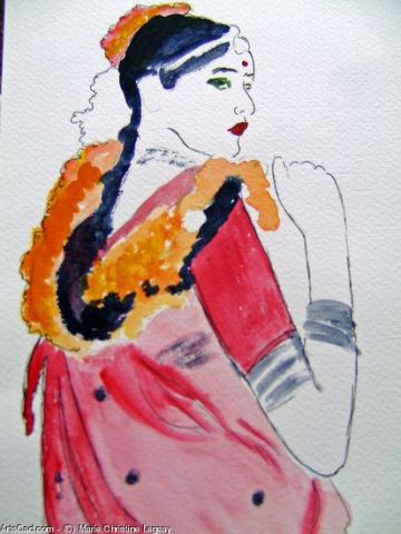 INDIAN WOMAN  - Peinture - LODYA