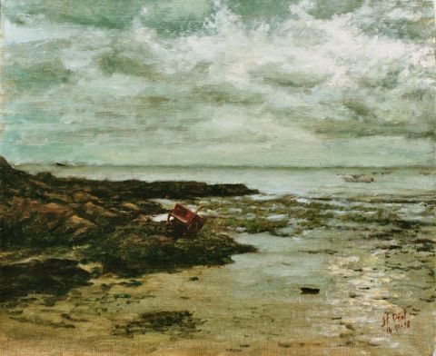 Marée Basse, Plage de Ker Châlon, île d'Yeu - Peinture - Jean-Francois DEAT