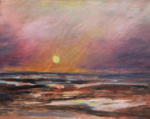 Peinture de Berenice: soleil couchant sur la Normandie