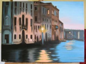 Voir le détail de cette oeuvre: Venise, canal au crépuscule