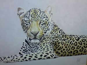 Peinture de georges rossi: léopard au repos