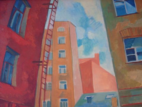 Maison rouge - Peinture - Olga Karacik