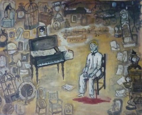 Cent ans de solitude. La vie et la mort du musicien. - Peinture - Olga Karacik