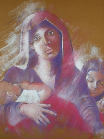 la vierge et l'enfant - Peinture - ROBERT Pascale