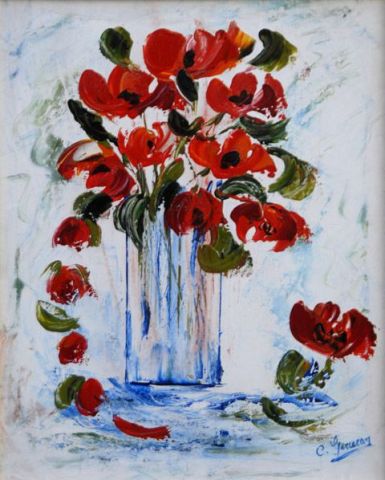 Verticalité en fleur - Peinture - Catherine GARCERAN