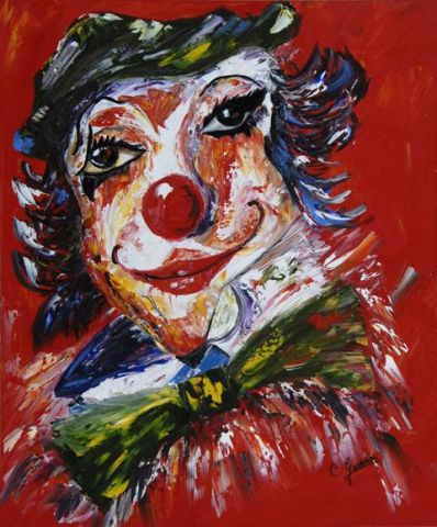 Clown songeur - Peinture - Catherine GARCERAN Clown songeur - Peinture - Catherine GARCERAN