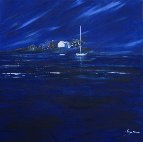 nuit sur la grande bleue - Peinture - Catherine GARCERAN
