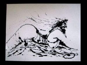 Peinture de Jeannick Bazain: voluptueuse s'étirant