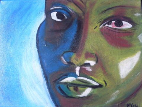 visage d'afrique  - Peinture - Nathalie Vala