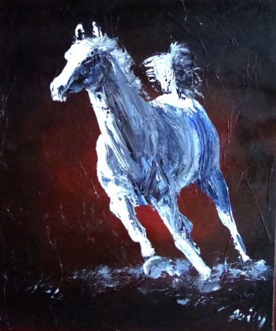 cheval gris - Peinture - aiweee