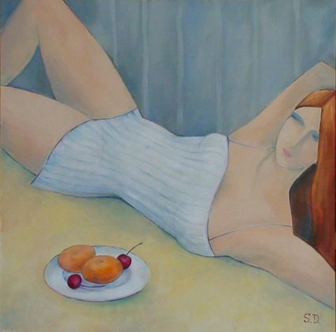 Elle se repose - Peinture - Da Svetlana DIMONT