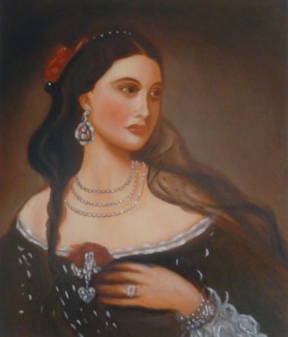 Femme fleur rouge  - Peinture - IVETA HIRSCH
