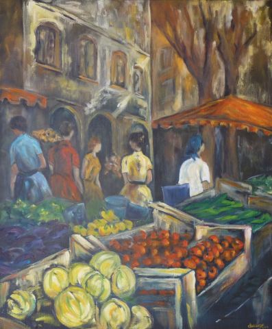 Peinture : Marché - janine chetivet Peinture : Marché - janine chetivet