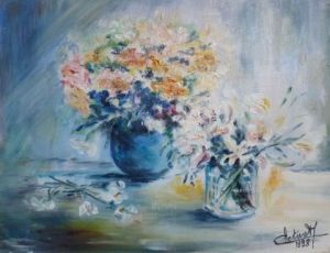Peinture de janine chetivet: vase bleu