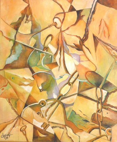 Peinture : Le cadenas - janine chetivet Peinture : Le cadenas - janine chetivet