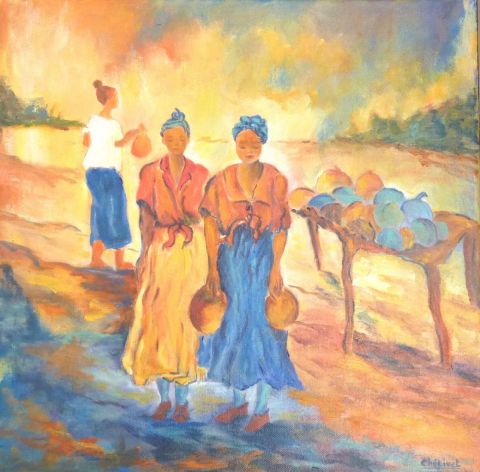 2 africaines - Peinture - janine chetivet