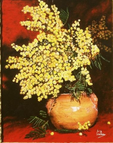 mimosa pot en terre - Peinture - cerchia