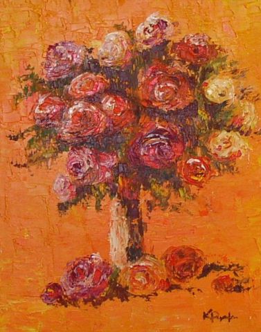 vase de roses - Peinture - kromka