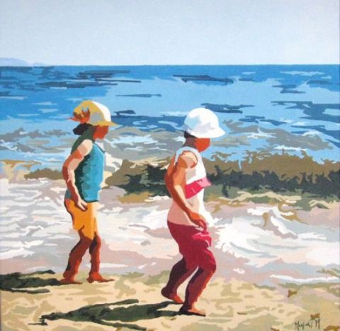 Peinture les enfants sur la plage