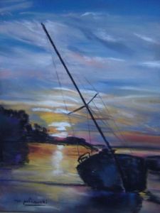 Voir cette oeuvre de Mc Palcowski-Collin: coucher de soleil à Trégastel 1 (série bleue)