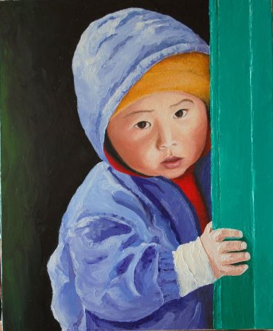 Népalais vers la lumière - Peinture - Catherine MADELINE