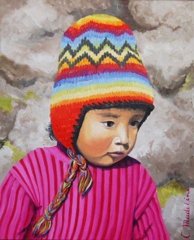 L'artiste Catherine MADELINE - Népalais sous son bonnet