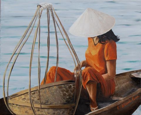 Retour du marché - Peinture - Catherine MADELINE Retour du marché - Peinture - Catherine MADELINE