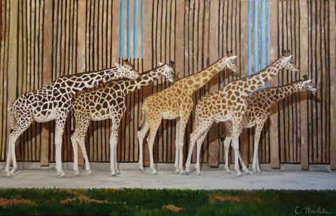 L'artiste Catherine MADELINE - Les girafes du parc