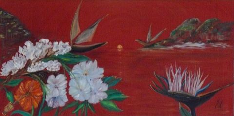 Sur le bord du Nil - Peinture - Muriel Leveque Sur le bord du Nil - Peinture - Muriel Leveque