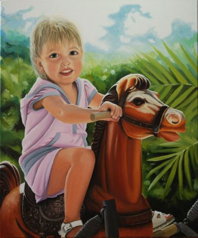 Zélie sur son cheval - Peinture - Catherine MADELINE